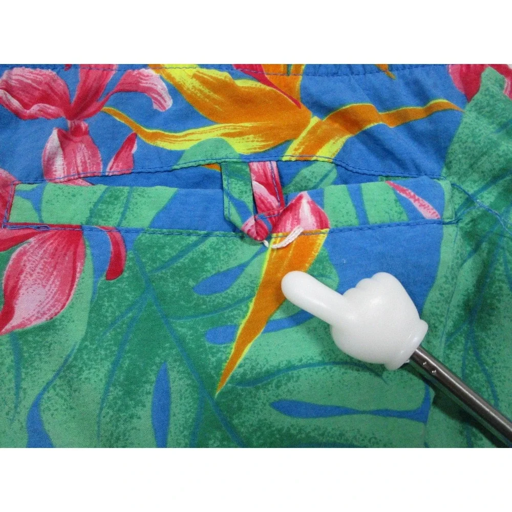 VTG Chaps Ralph Lauren Swim Trunks Mens Large Blue Tropical Floral Print‎ Nylon